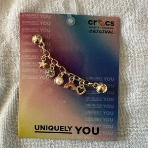 Crocs Jibbitz Shoe Charms Friendship Bracelet Chain Metal Gold Heart Rainbow